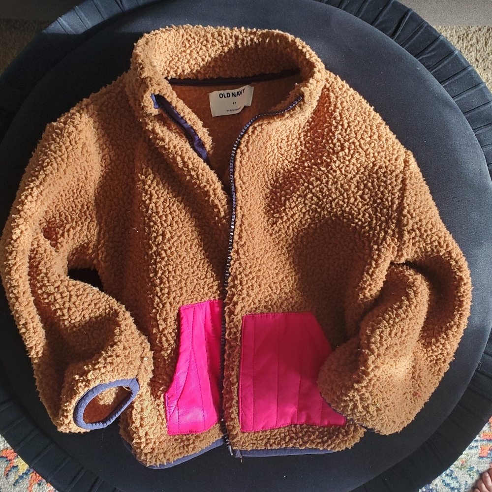 Old Navy Sherpa Jacket with Pink Pockets